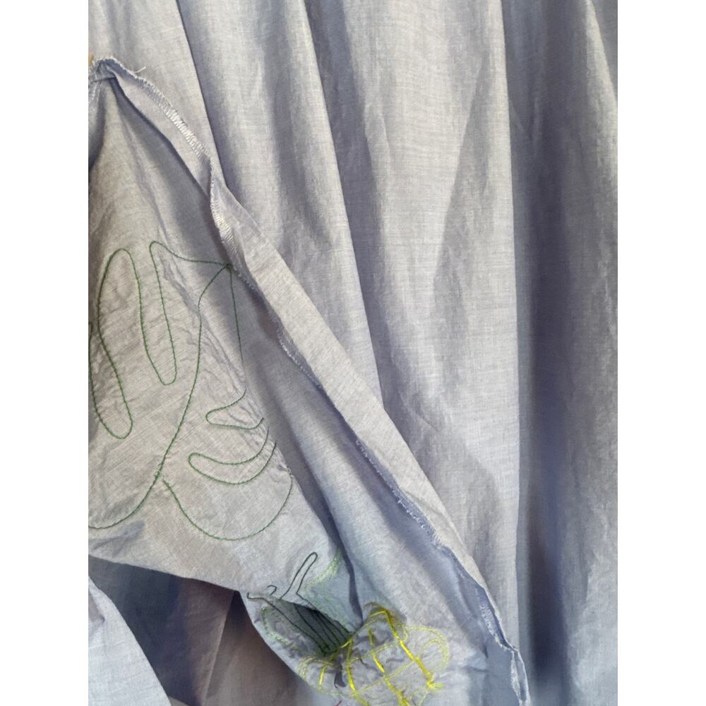 J Crew Embroidered Tropical Midi Skirt European Summer Sz 2 Flowy 100% Cotton - Picture 6 of 11
